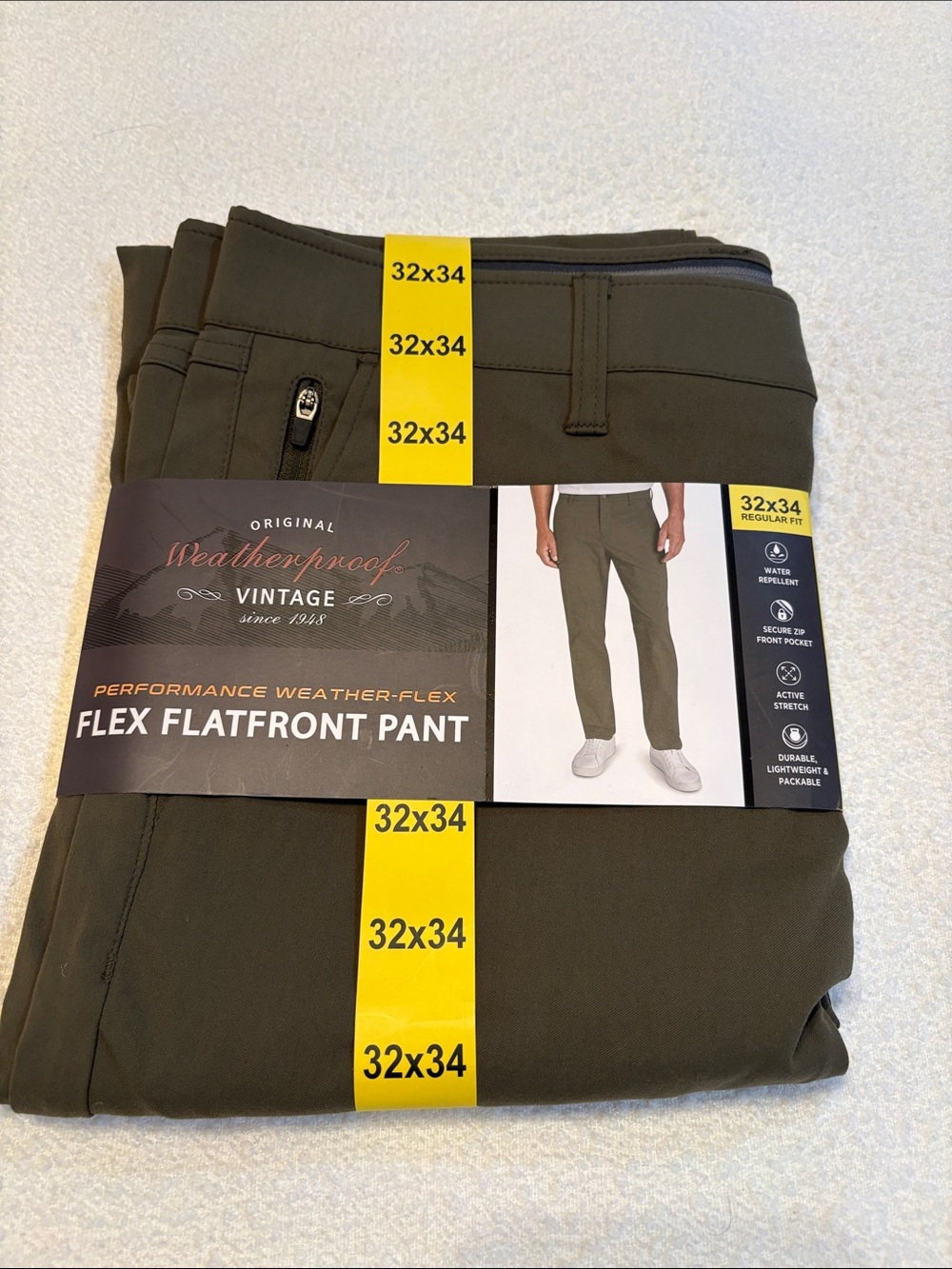 Weatherproof Olive Green Flex Flatfront Chinos